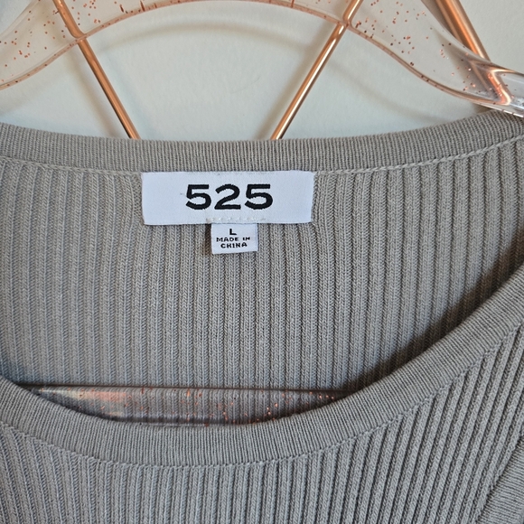 Revolve, 525 America Gray Layered Cut Out Ribbed Wrap Sweater Top, Size Large - Picture 9 of 11